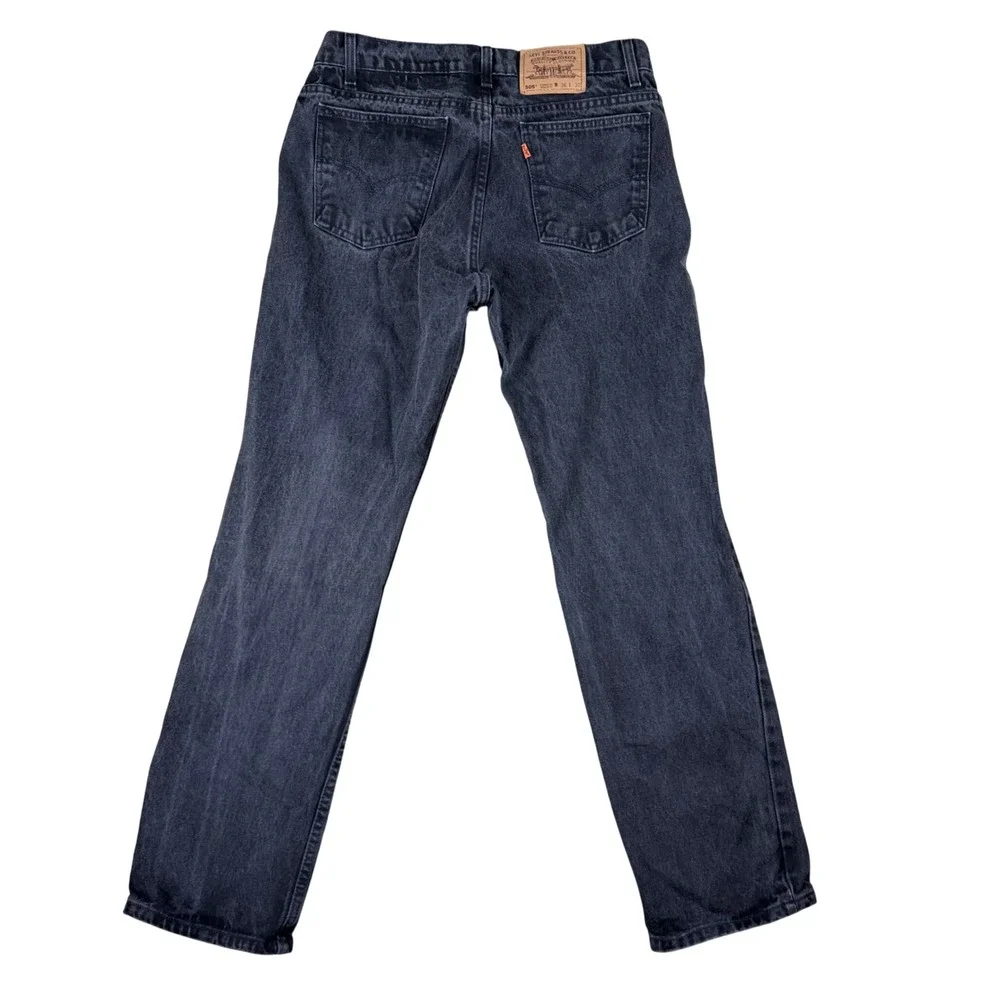 Vintage Levis 505 Orange Tab Mens 36x30 Faded Black Straight Leg Jeans USA Made